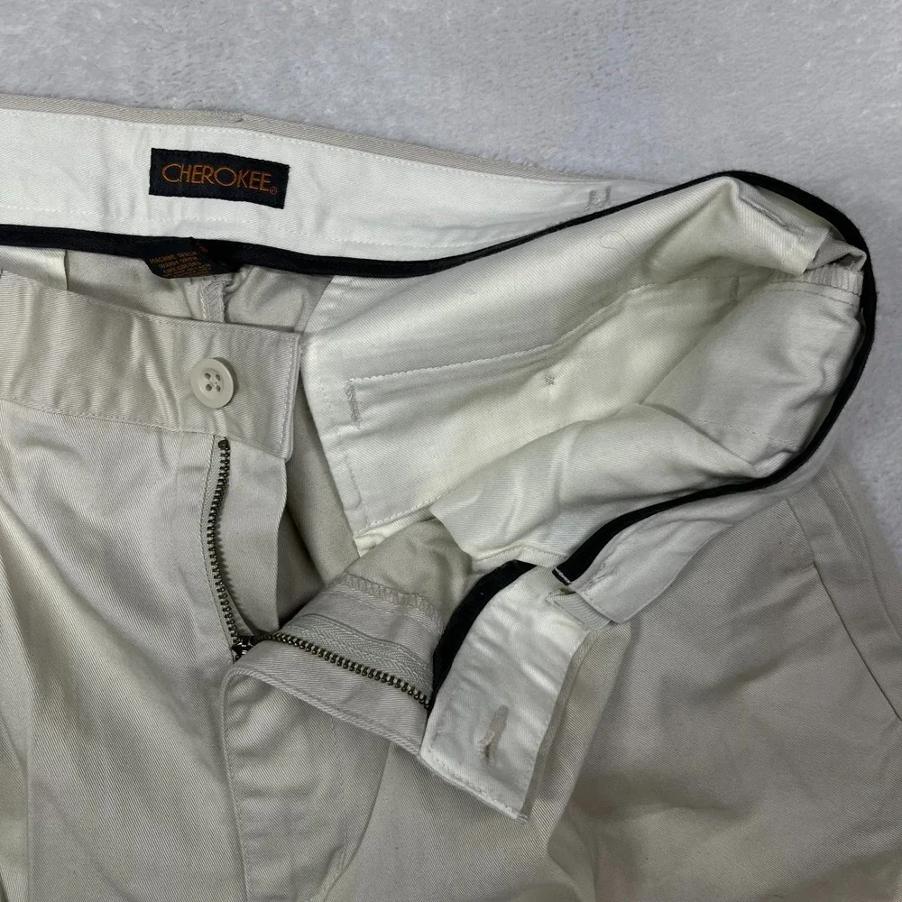 Cherokee Ultimate Dress Pants Men's‎ Khaki Pleated Pockets Classic 34X36 - NWT